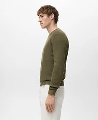 Mango Men's Fine Rib-Knit Cotton Sweater