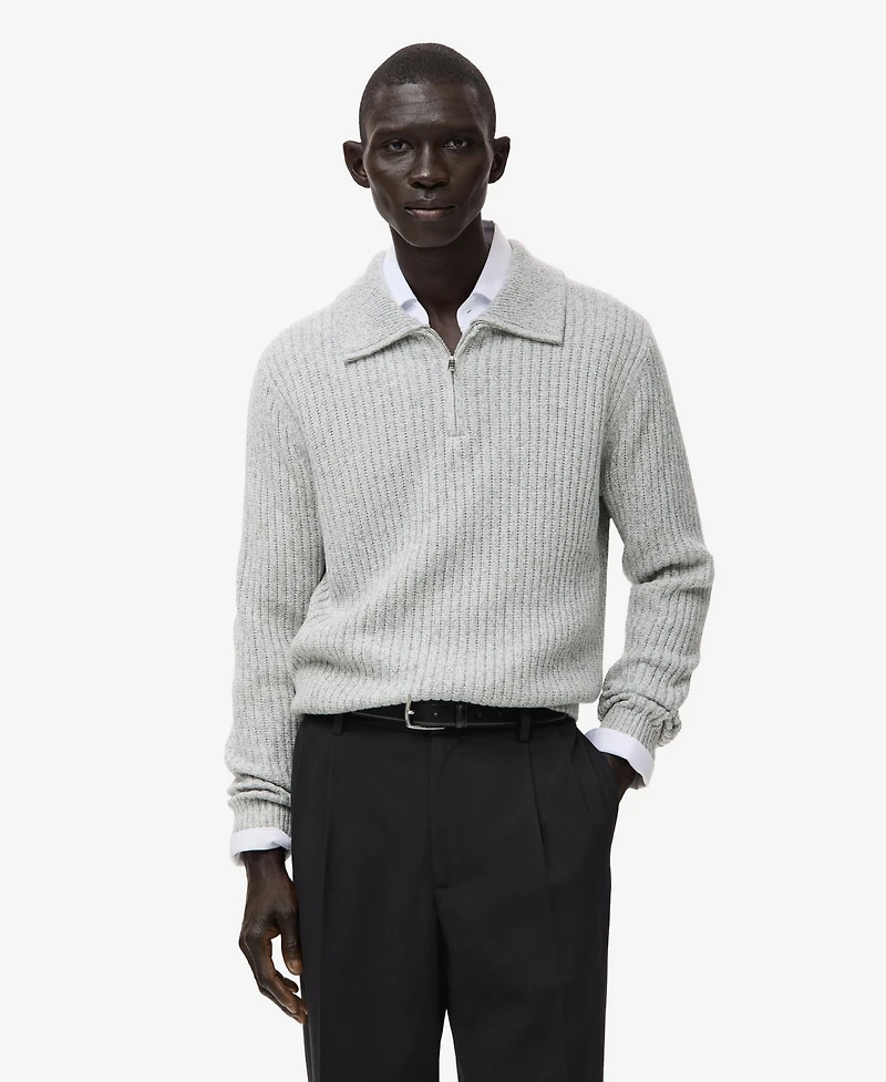 Mango Men's Wool-Blend Zipper Sweater