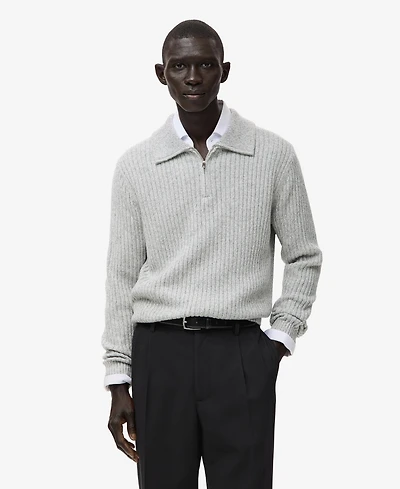 Mango Men's Wool-Blend Zipper Sweater
