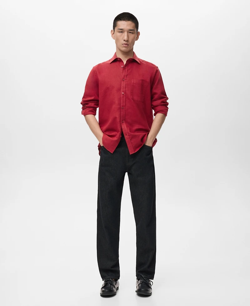 Mango Men's Pocket Linen Shirt