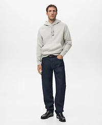 Mango Men's Text Cotton Hooded Sweatshirt