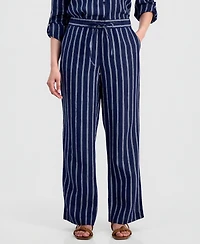 Charter Club Petite Linen Savannah Stripe Drawstring Pants, Macy's Exclusive