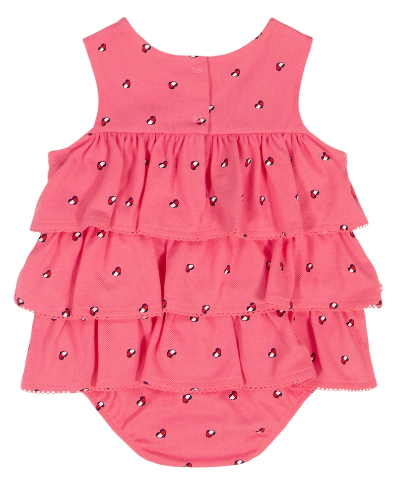 Tommy Hilfiger Baby Girls' Printed Pique Ruffled Sunsuit & Headband