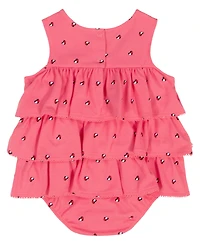 Tommy Hilfiger Baby Girls' Printed Pique Ruffled Sunsuit & Headband