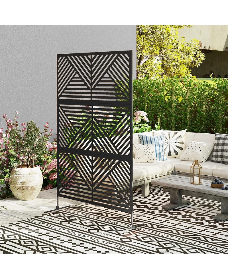 Outsunny Metal Outdoor Privacy Screen Divider Trellis Rhombus