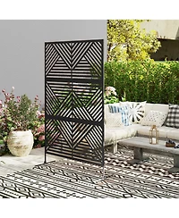 Outsunny Metal Outdoor Privacy Screen Divider Trellis Rhombus