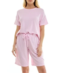 Roudelain Women's Short-Sleeve Drop Shoulders Top & Shorts, 2-Piece Set
