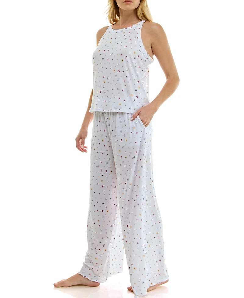Roudelain Women's High Neck Tank Top & Pants, 2-Piece Set