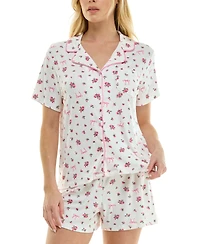 Sincerely Jules Women's Wonder Rib Notch Collar Top & Shorts, 2-Piece Set