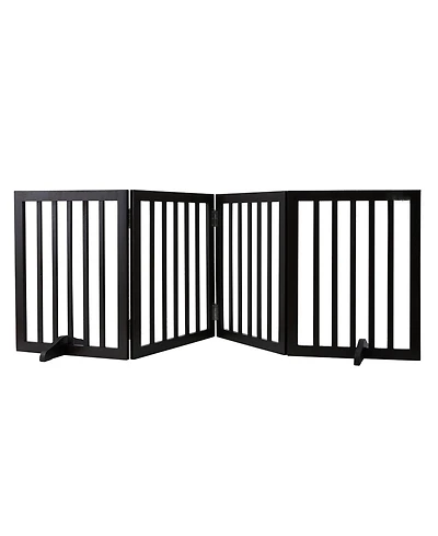 Cozito 4-Panel Folding Indoor Pet Gate, 24" H x 80.3" W, Adjustable Barrier with Quiet Foot Pads