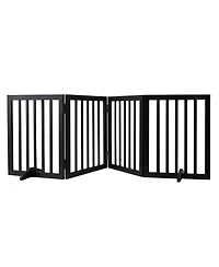 Cozito 4-Panel Folding Indoor Pet Gate, 24" H x 80.3" W, Adjustable Barrier with Quiet Foot Pads