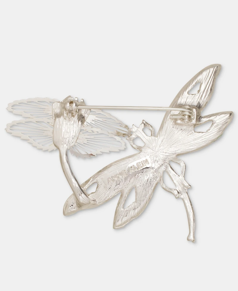 Anne Klein Crystal & Stone Flying Dragonflies Pin