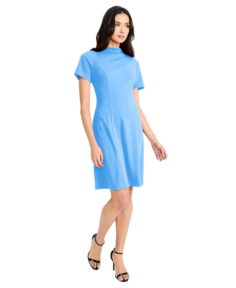 Maggy London Women's Mock Neck Short-Sleeve Dress