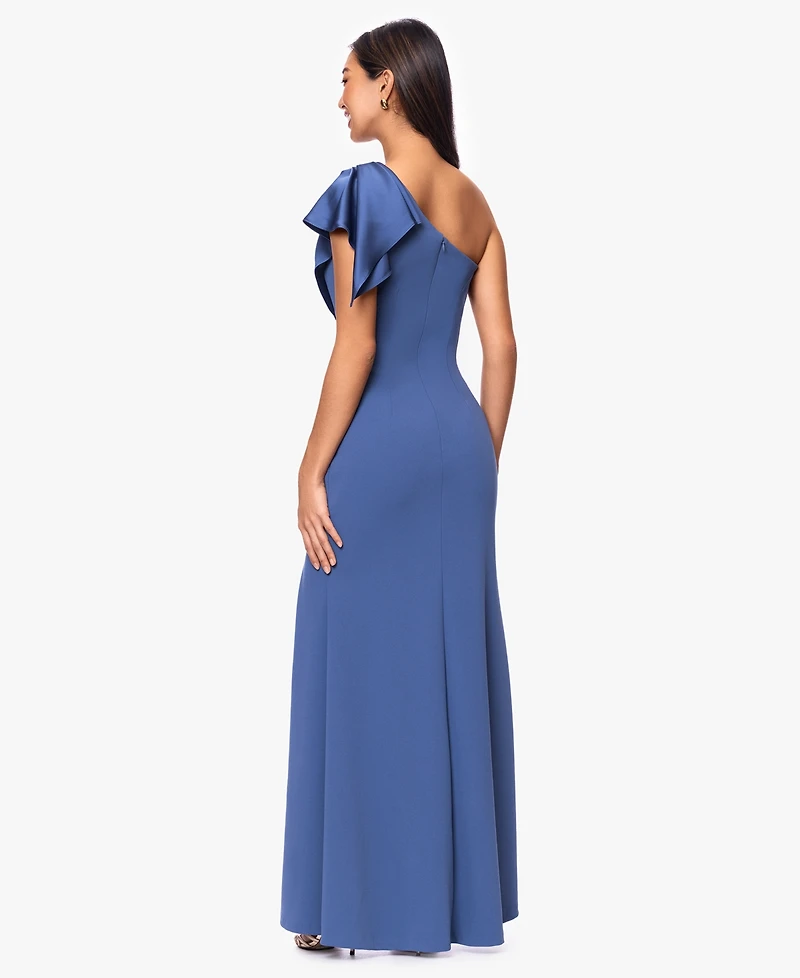Betsy & Adam women's One-shoulder Ruched gown