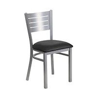 Emma+Oliver 2 Pc. Silver Slat Back Metal Restaurant Chairs