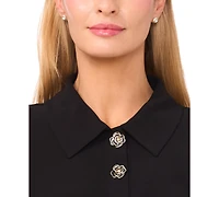 CeCe Women's Collared Neck Half Placket Top