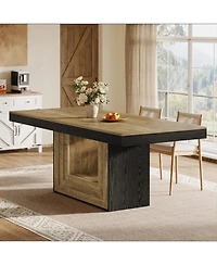 Tribesigns Dining Table for 4-6 People, 63" Rectangle Kitchen Table, Farmhouse Dining Room Furniture, Natural Wood