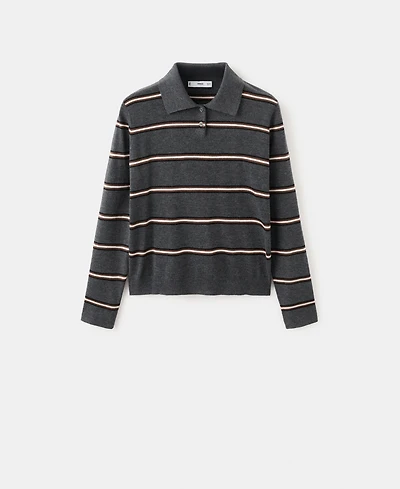 Mango Women's Striped Polo-Neck Sweater