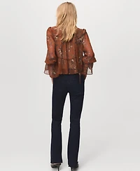 Mango Women's Floral-Print Bow Blouse