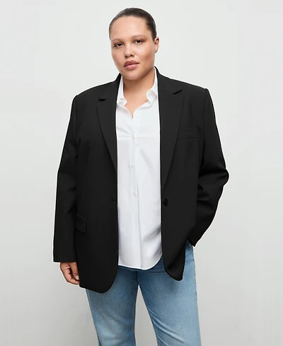 Mango Women's Lapel Pockets Straight Suit Jacket
