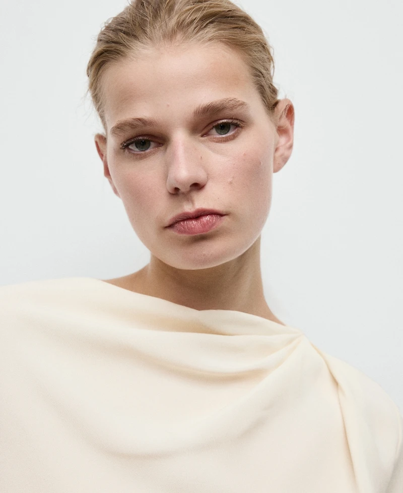 Mango Women's Draped Boat-Neck Blouse