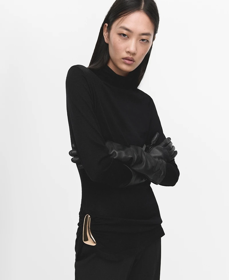 Mango Women's Brooch Turtleneck Sweater