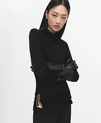 Mango Women's Brooch Turtleneck Sweater