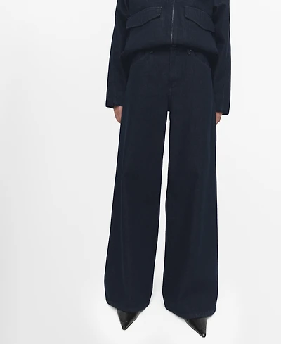 Mango Women's High-Rise Wide Leg Rinse-Wash Jeans