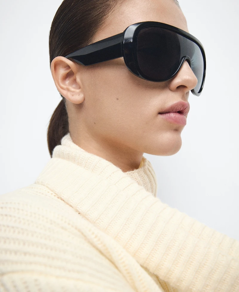 Mango Women's Scarf Detail Ribbed Sweater