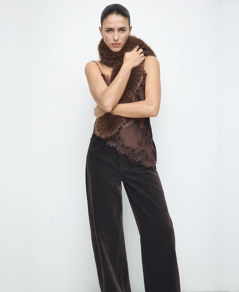 Mango Women's Velvet Balloon Jeans