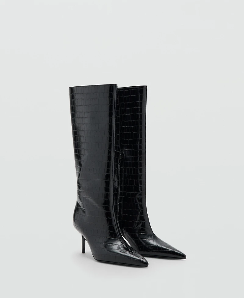 Mango Women's Croc-Effect Boots