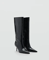 Mango Women's Croc-Effect Boots