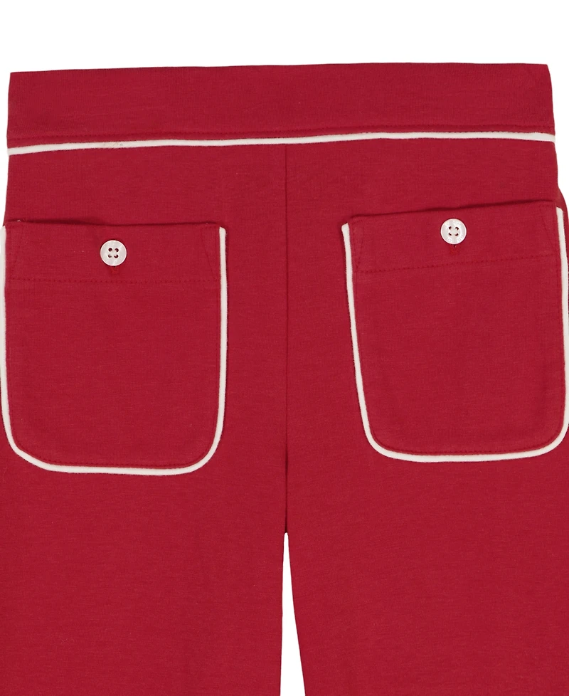 Tommy Hilfiger Toddler Girls' 2T-4T Crochet Trim Striped Top & Patch Pocket Wide Leg Pants, 2-Piece Set