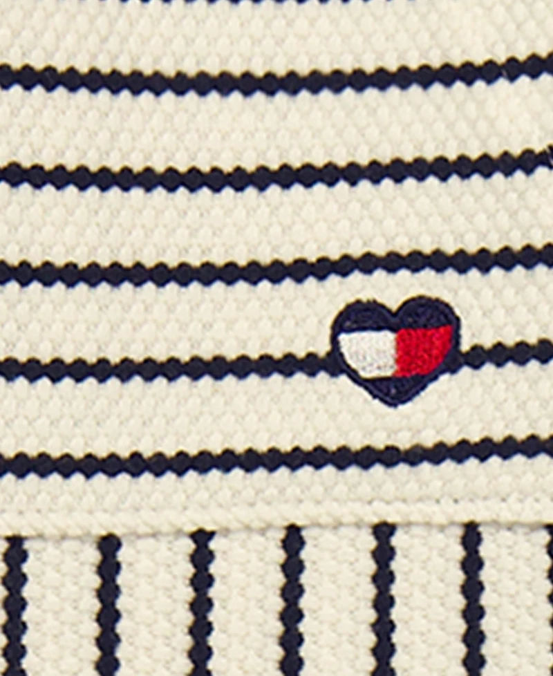 Tommy Hilfiger Girls' Toddler 2T-4T Popcorn Pique Oversized T-Shirt & Striped Wide Leg Pants, 2-Piece Set