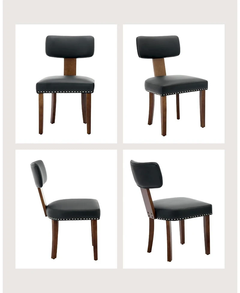Draft - gaomon Set of 4 Modern Leather Upholstered Dining Chairs, Hardwood Frame Backrest Kitchen Side Chairs