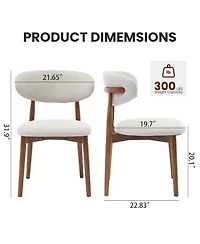 gaomon Mid Century Modern Wooden Dining Chairs Set, Fabric Upholstered Ergonomic Dining Room Seating