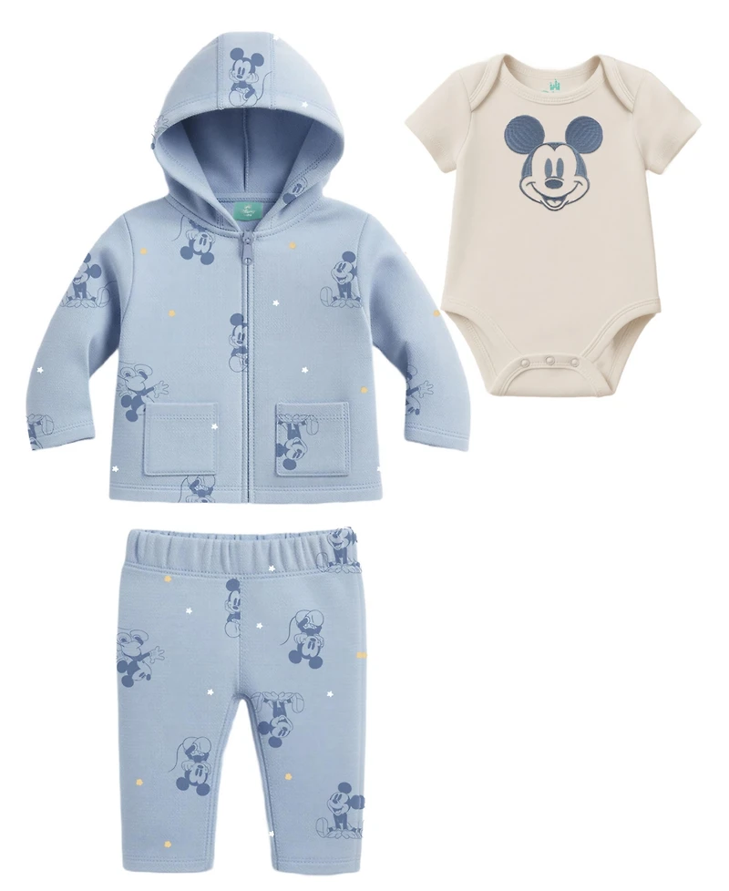 Disney Baby Boys' Mickey Mouse Jacket, Bodysuit & Pants, 3-Piece Set