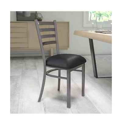 Emma+Oliver Clear Coated Ladder Back Metal Restaurant Dining Chair