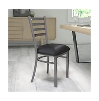 Emma+Oliver Clear Coated Ladder Back Metal Restaurant Dining Chair