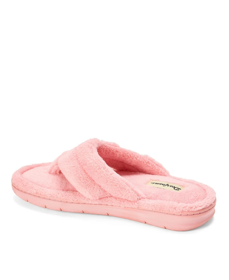 Dearfoams Women's Wrenley Terry Thong Flip Flop House Slipper