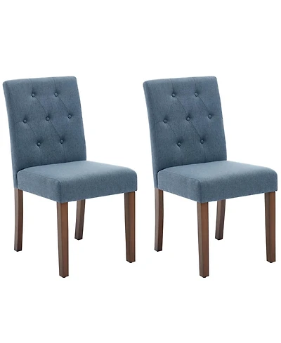 gaomon Set of 2 Modern Fabric Upholstered Dining Chairs, Sturdy Wood Legs & Rubber Frame Kitchen Side Seating