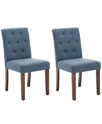 gaomon Set of 2 Modern Fabric Upholstered Dining Chairs, Sturdy Wood Legs & Rubber Frame Kitchen Side Seating