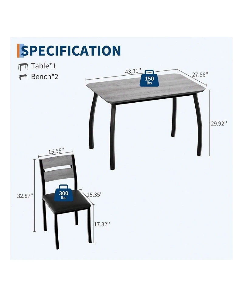 Gaomon Kitchen Table Dining Table Set For 4 5 Piece Metal Frame Kitchen Table And Chair Set for Dining Room