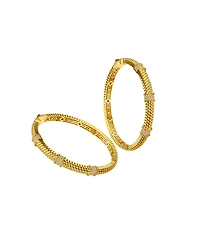 Rachel Glauber 14k Gold Plated with Cubic Zirconia 3D Textured Bangle Bracelet