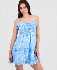 Hippie Rose Juniors' Tiered Smocked Mini Dress