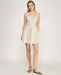 Row A Women's Halter Neck Twist Front Mini Dress