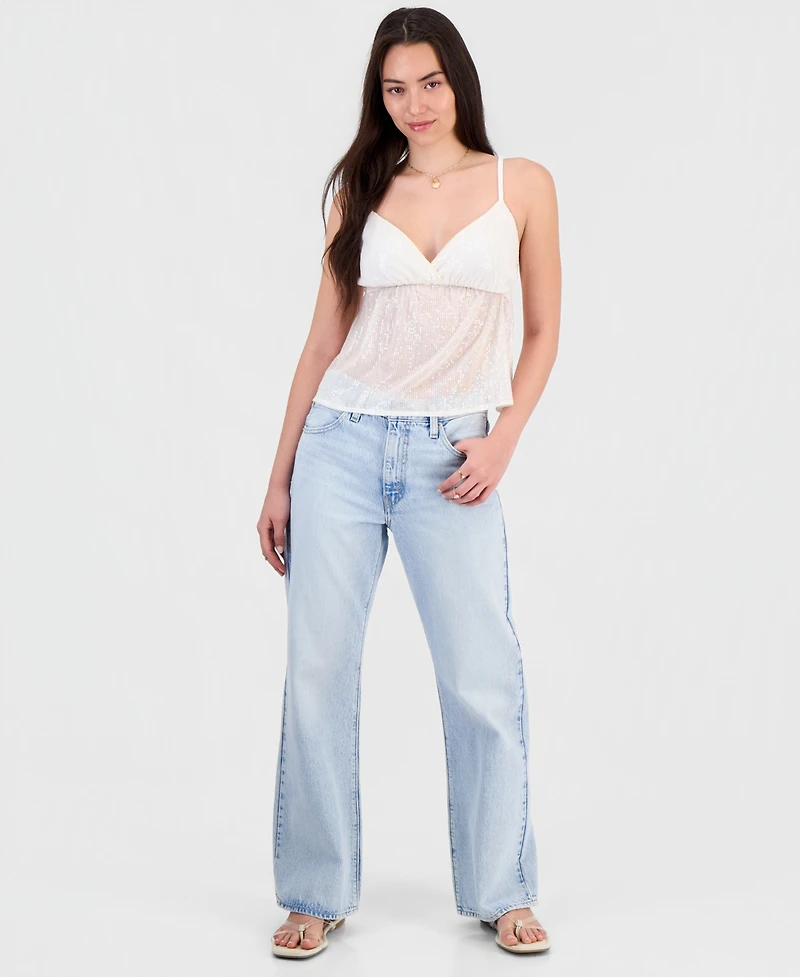 Just Polly Juniors' Sequin Babydoll Tank