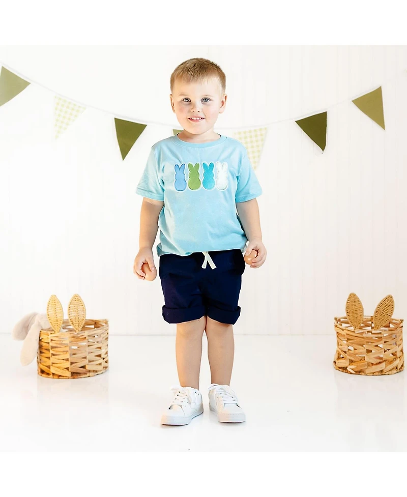 Sweet Wink Big Boys Peeps Embroidered Patch Easter Short Sleeve T-Shirt