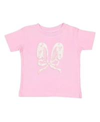 Sweet Wink Little Girls Lace Bunny Bow Patch Easter Short Sleeve T-Shirt
