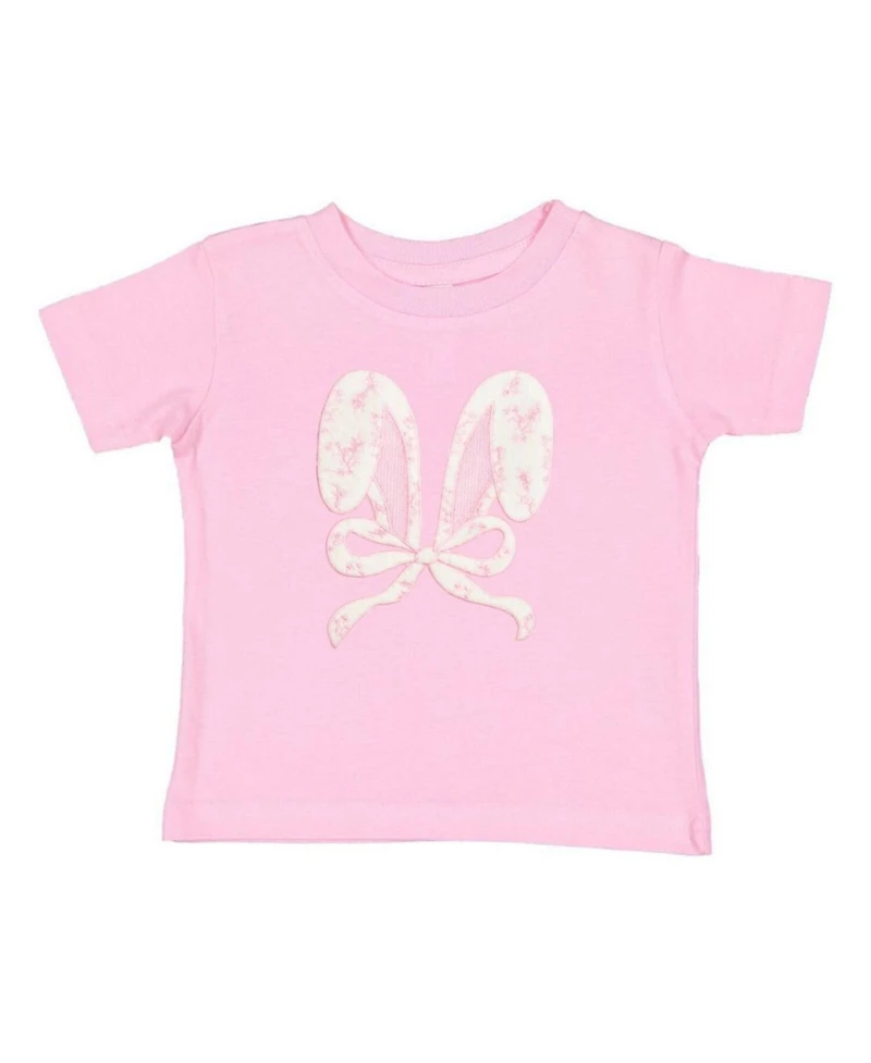 Sweet Wink Toddler Girls Lace Bunny Bow Patch Easter Short Sleeve T-Shirt